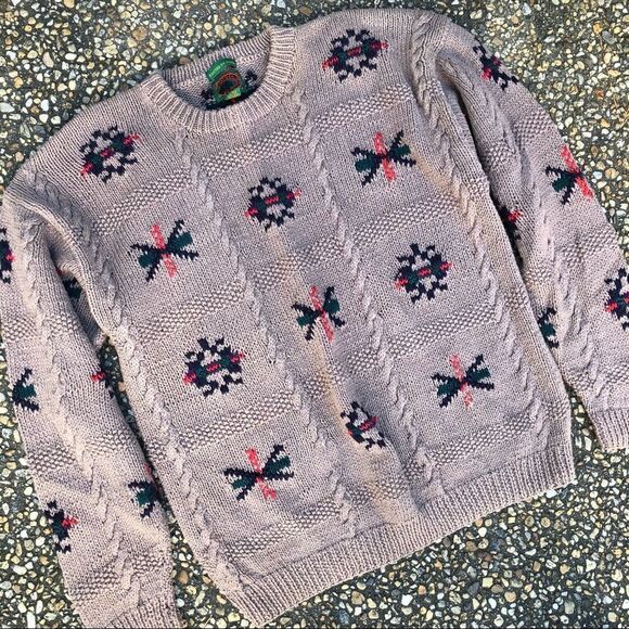 Vintage 1980’s hand knit Indian southwestern style cotton retro sweater L - Picture 1 of 5